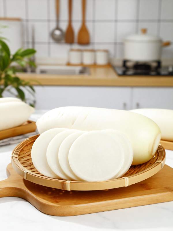 白萝卜切片准备中图片