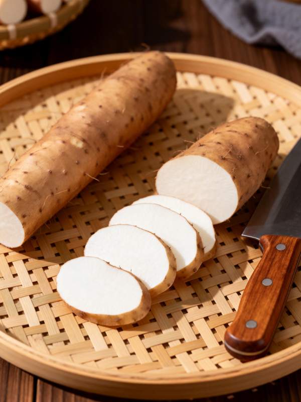 山药切片准备中图片