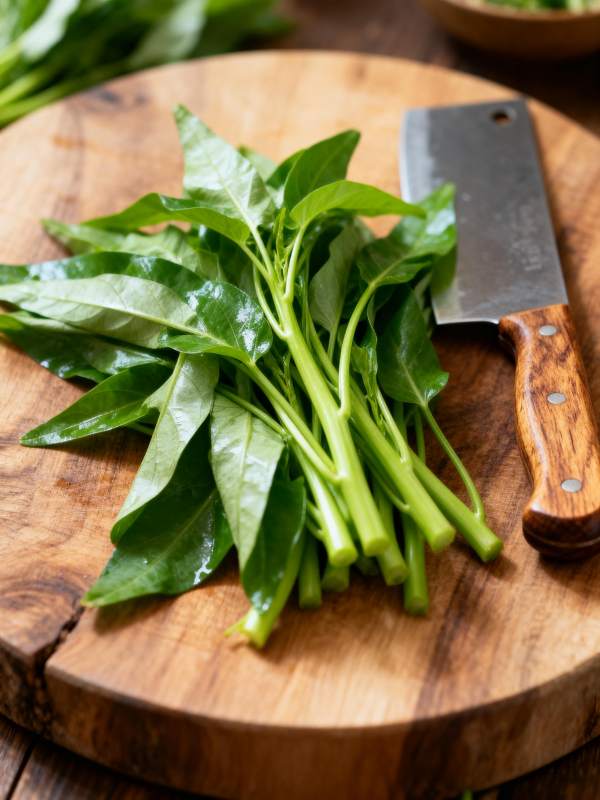 新鲜空心菜待切图片