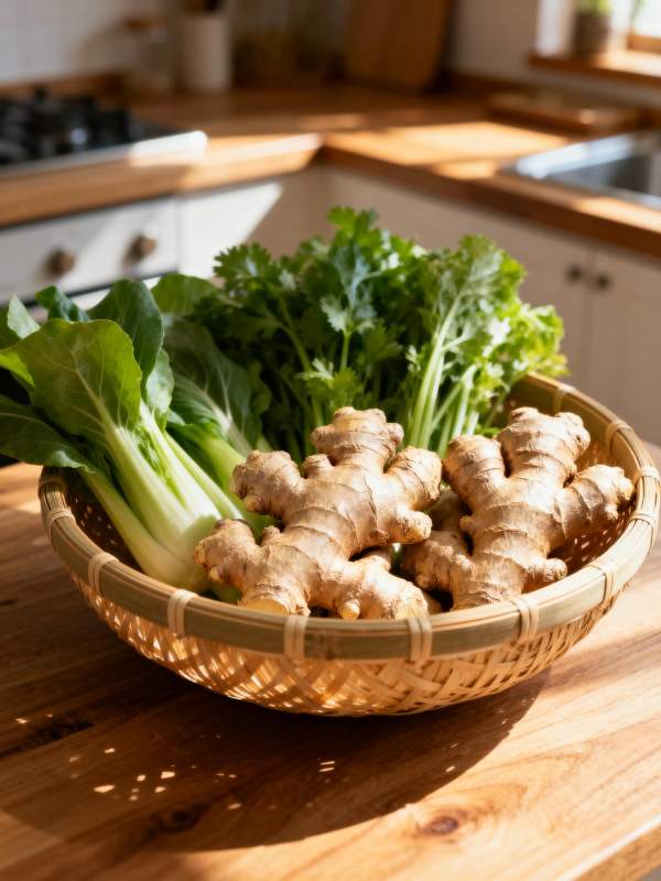新鲜姜菜篮图片