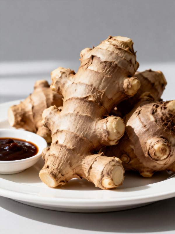 新鲜姜块配酱料图片