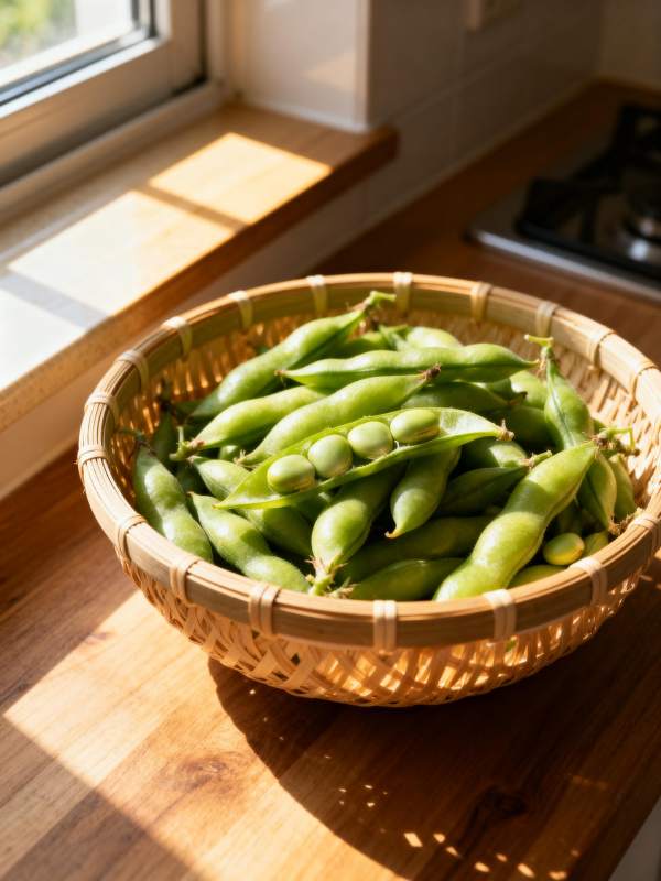 阳光下的青豆荚图片