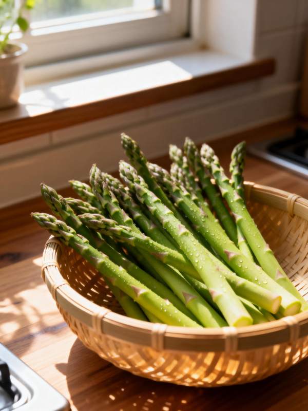 新鲜芦笋篮中静置图片