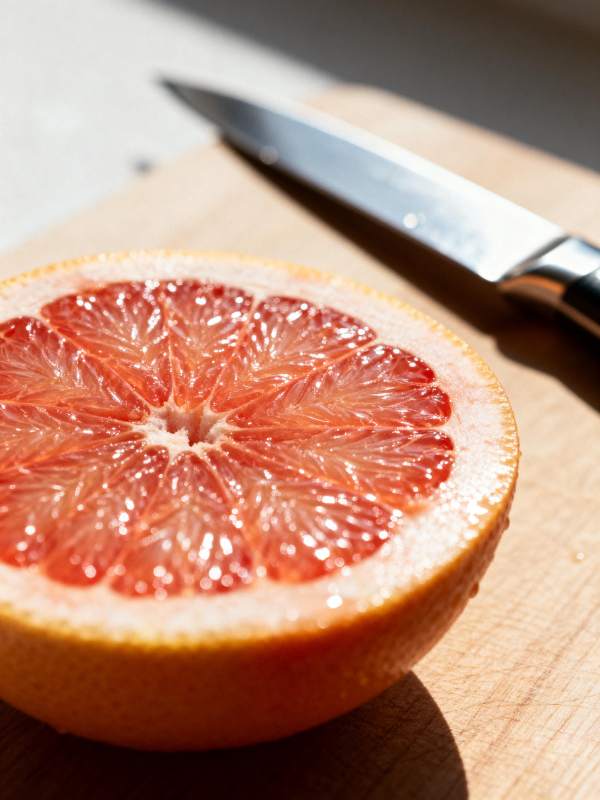 血橙切半 刀旁静置图片
