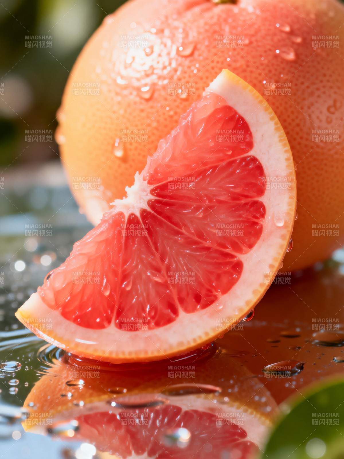 红柚切片 晶莹剔透图片