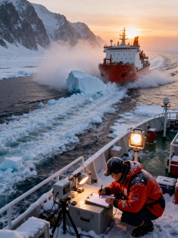 极地科考日落时分图片