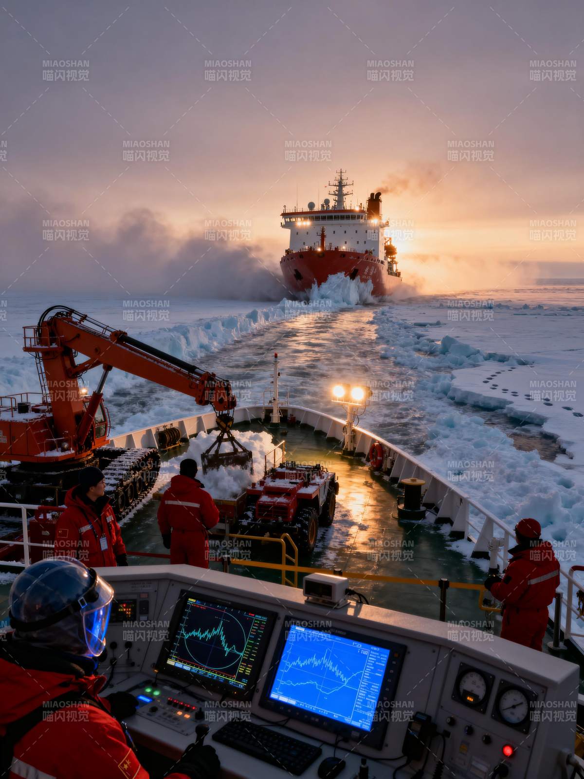 破冰船破冰前行图片