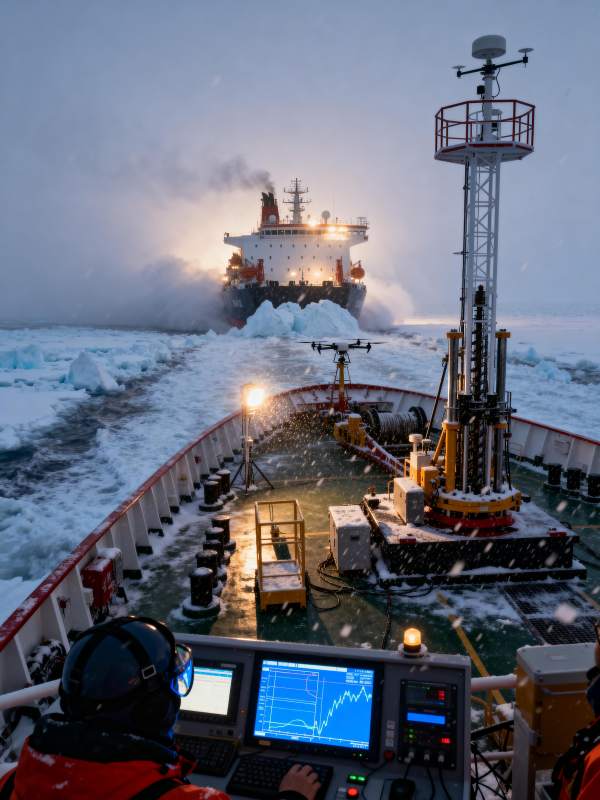 破冰船极地航行图片