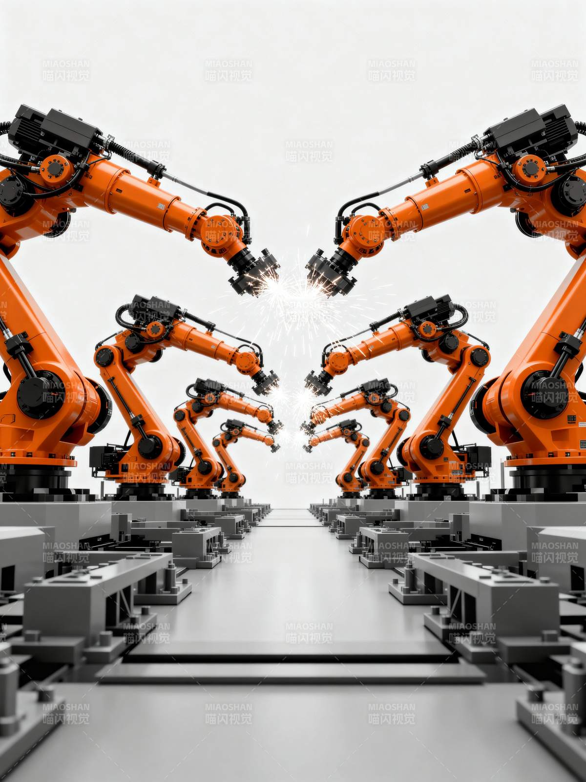智能机械臂对称排列图片