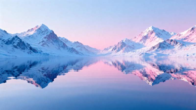 雪山倒影湖光图片