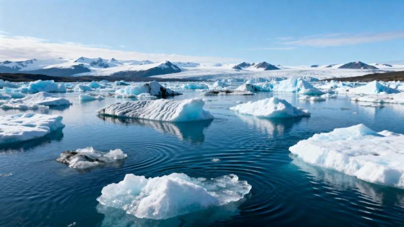 冰川漂浮湖面图片