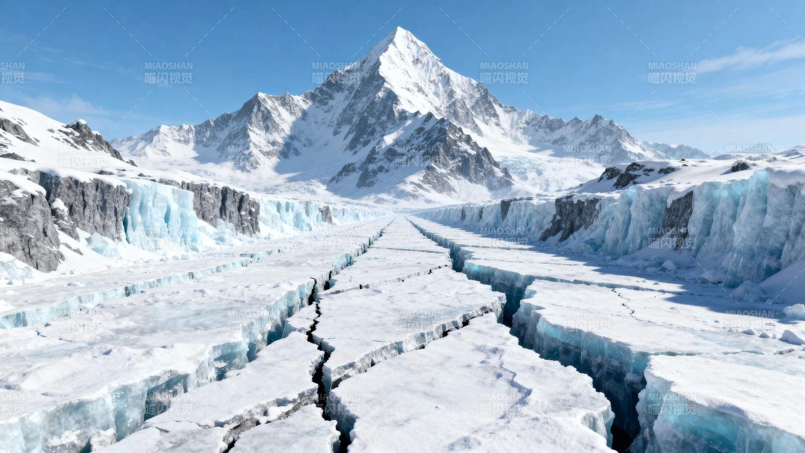 冰川裂谷雪山图片
