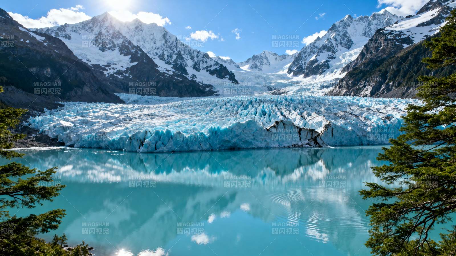 冰川湖畔美景图片