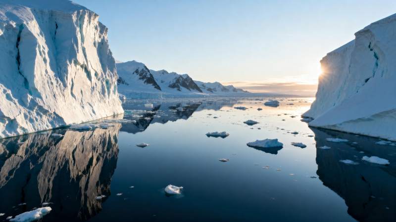 极地冰川倒影图片