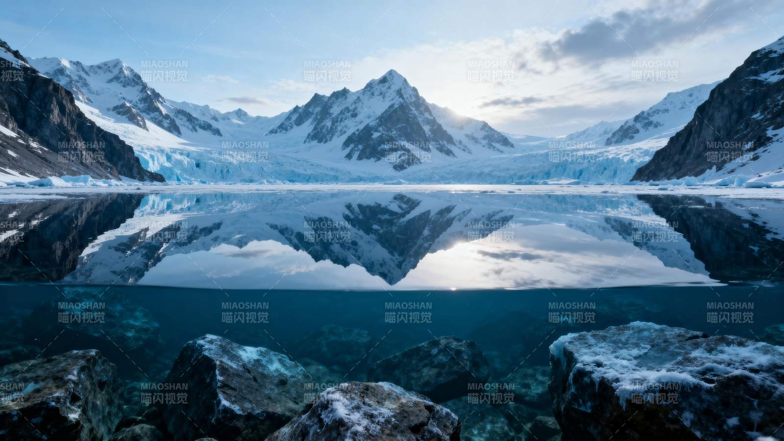 雪山倒影湖光图片
