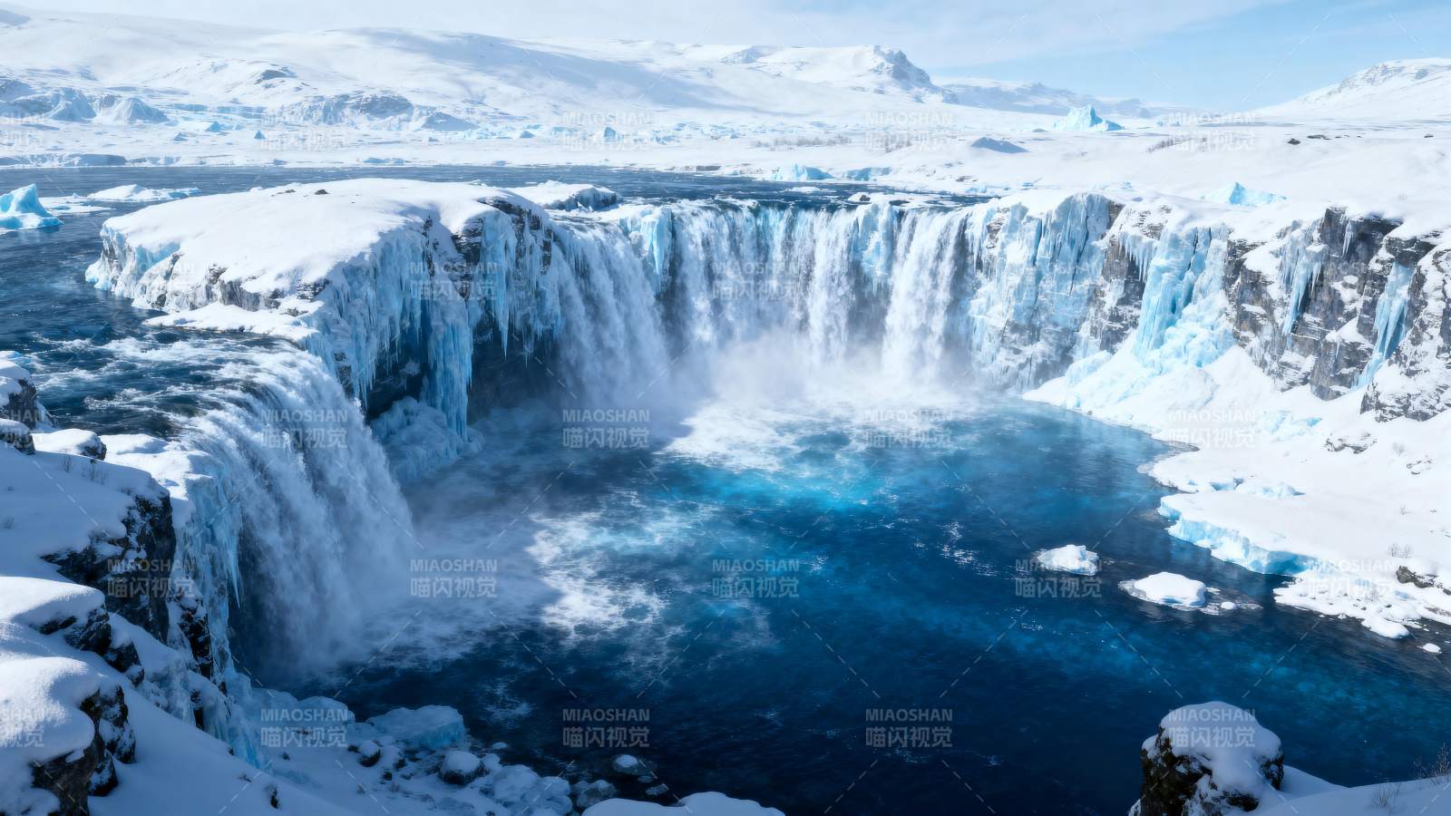 冰川瀑布奇景图片