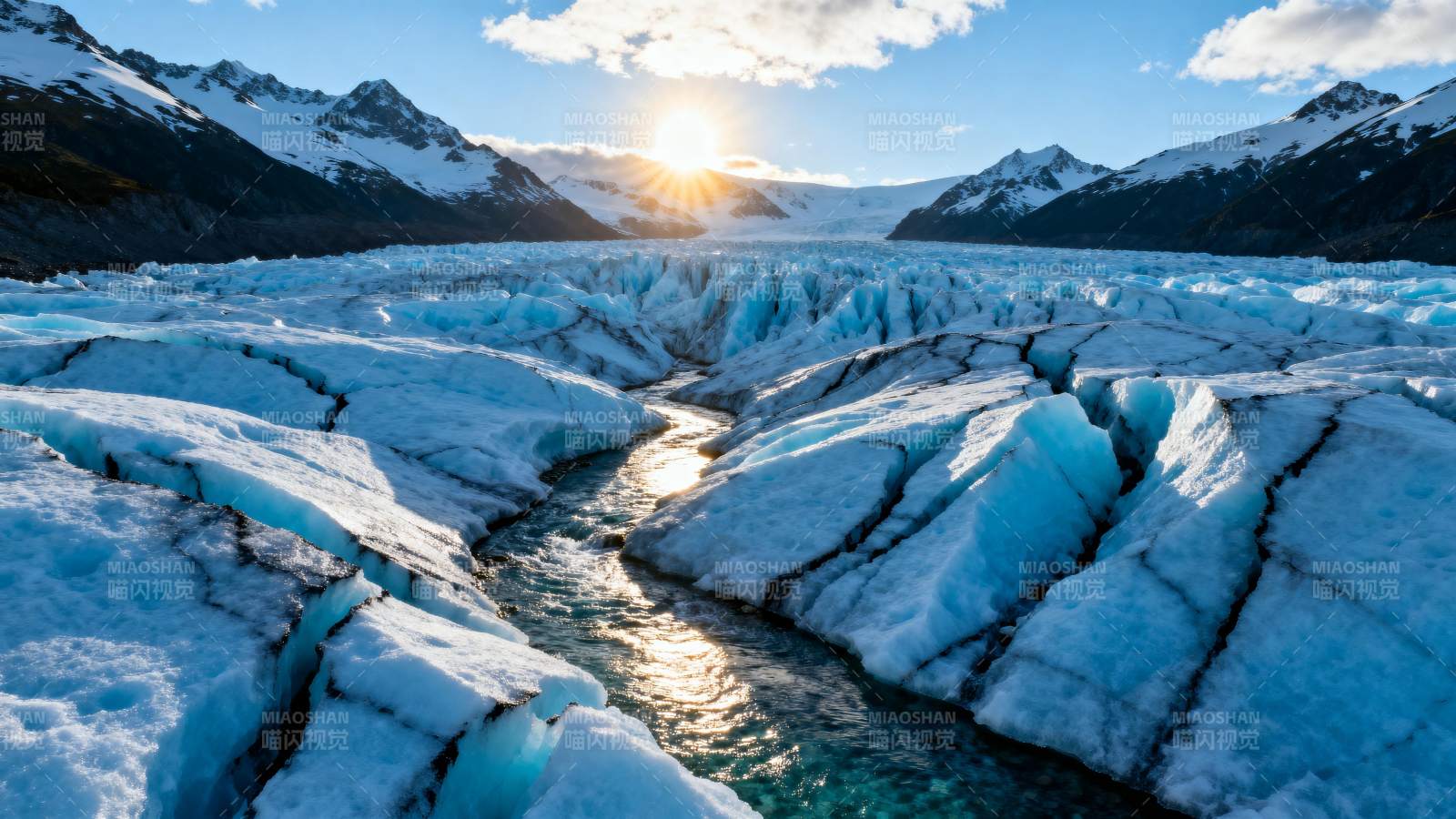 冰川日出美景图片