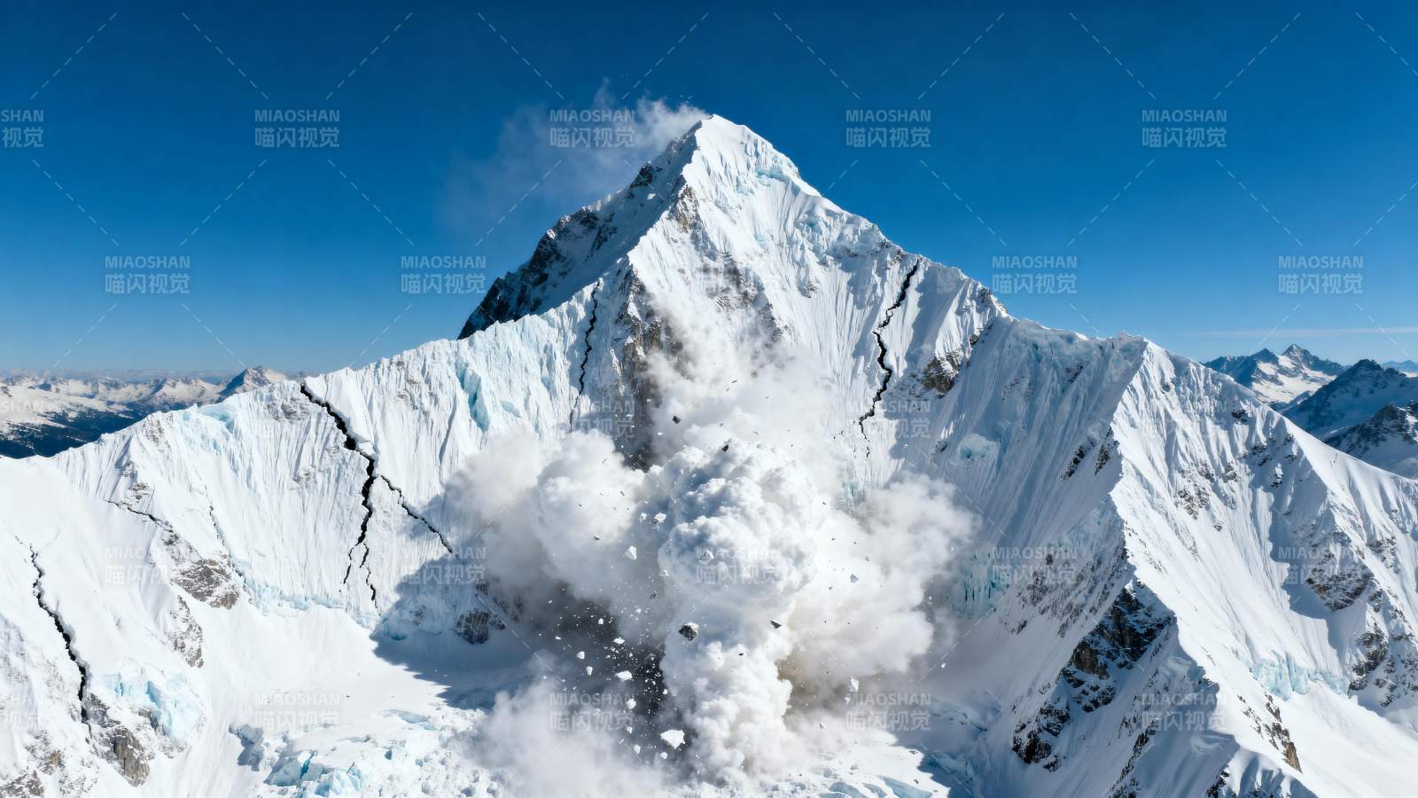雪山雪崩瞬间图片