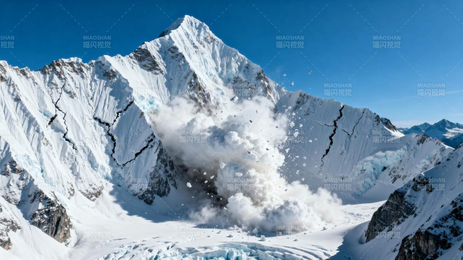 雪山崩塌瞬间图片