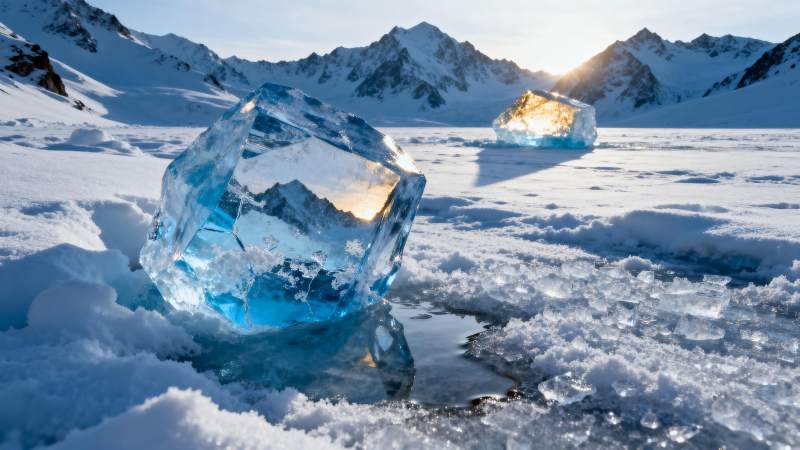冰晶映雪山图片