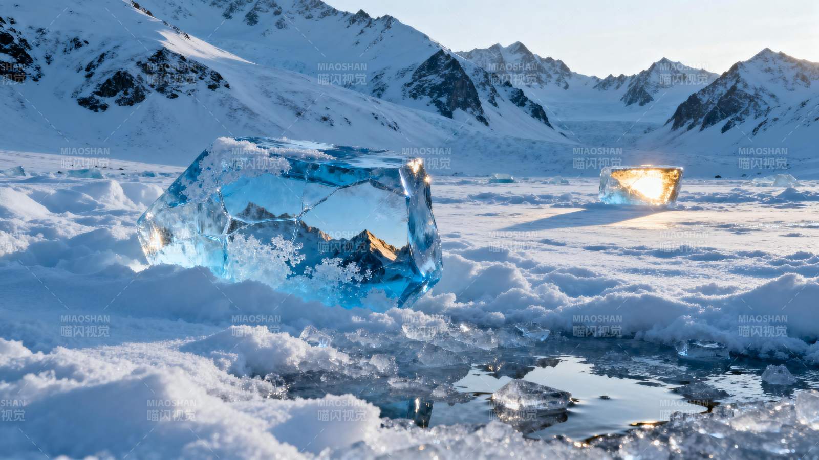 冰晶映雪山图片