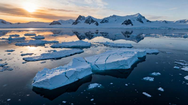 极地冰川日出图片