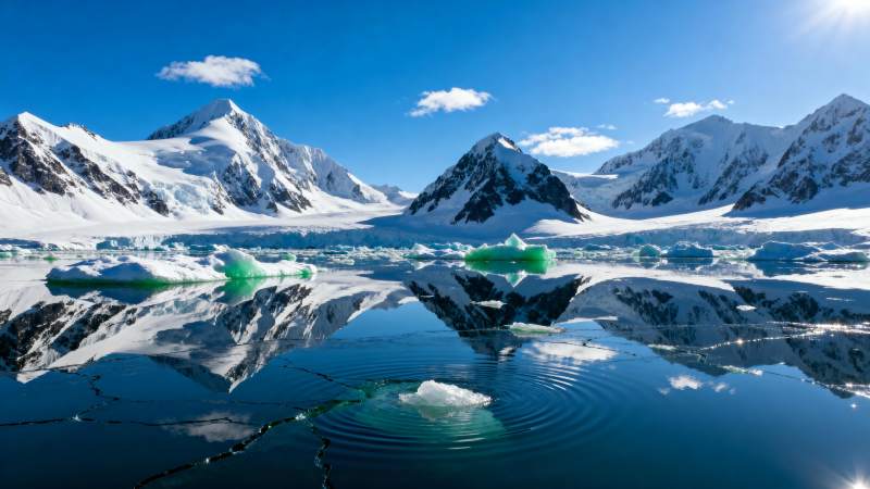 冰川倒影 雪山静谧图片