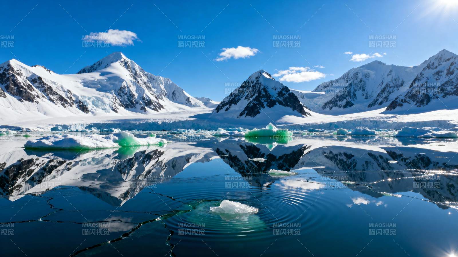 冰川倒影 雪山静谧图片