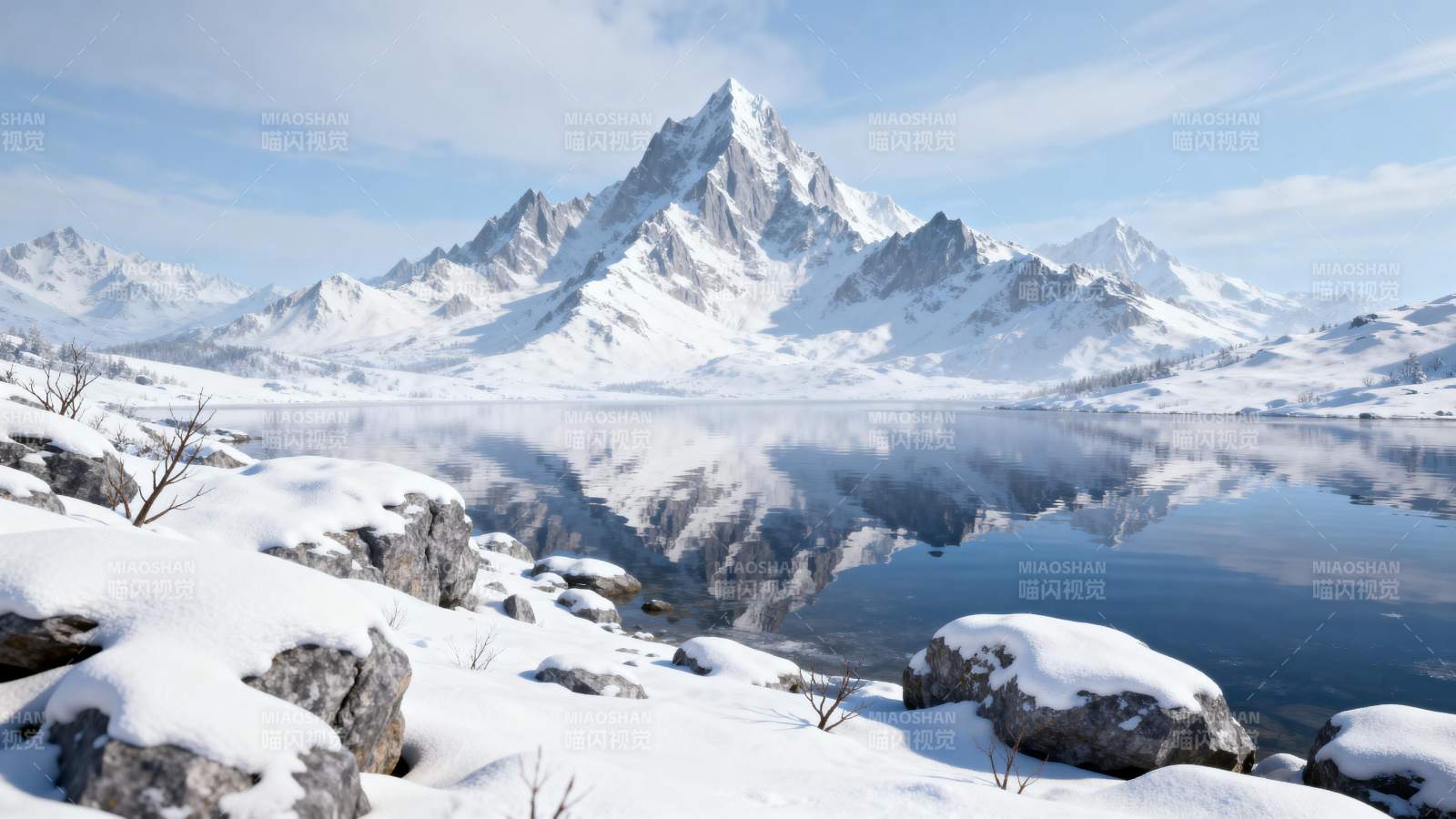 雪山倒影湖光图片