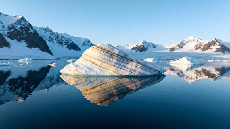 冰山倒影静谧湖图片