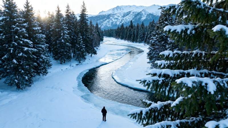 雪原孤影行图片