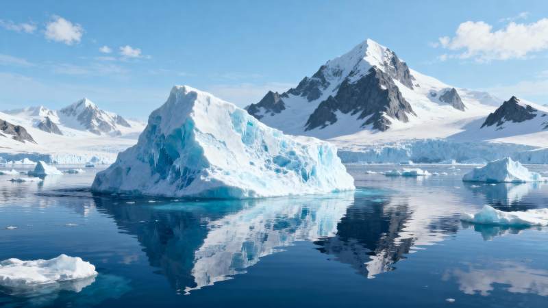 冰川倒影山景图片