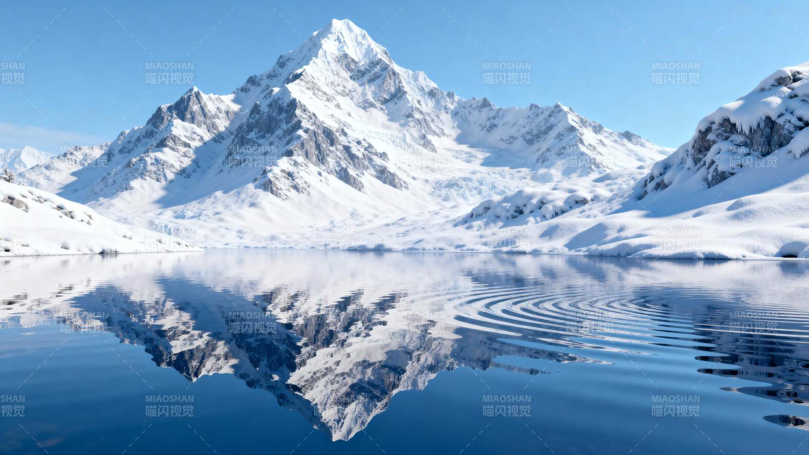 雪山倒影湖中图片