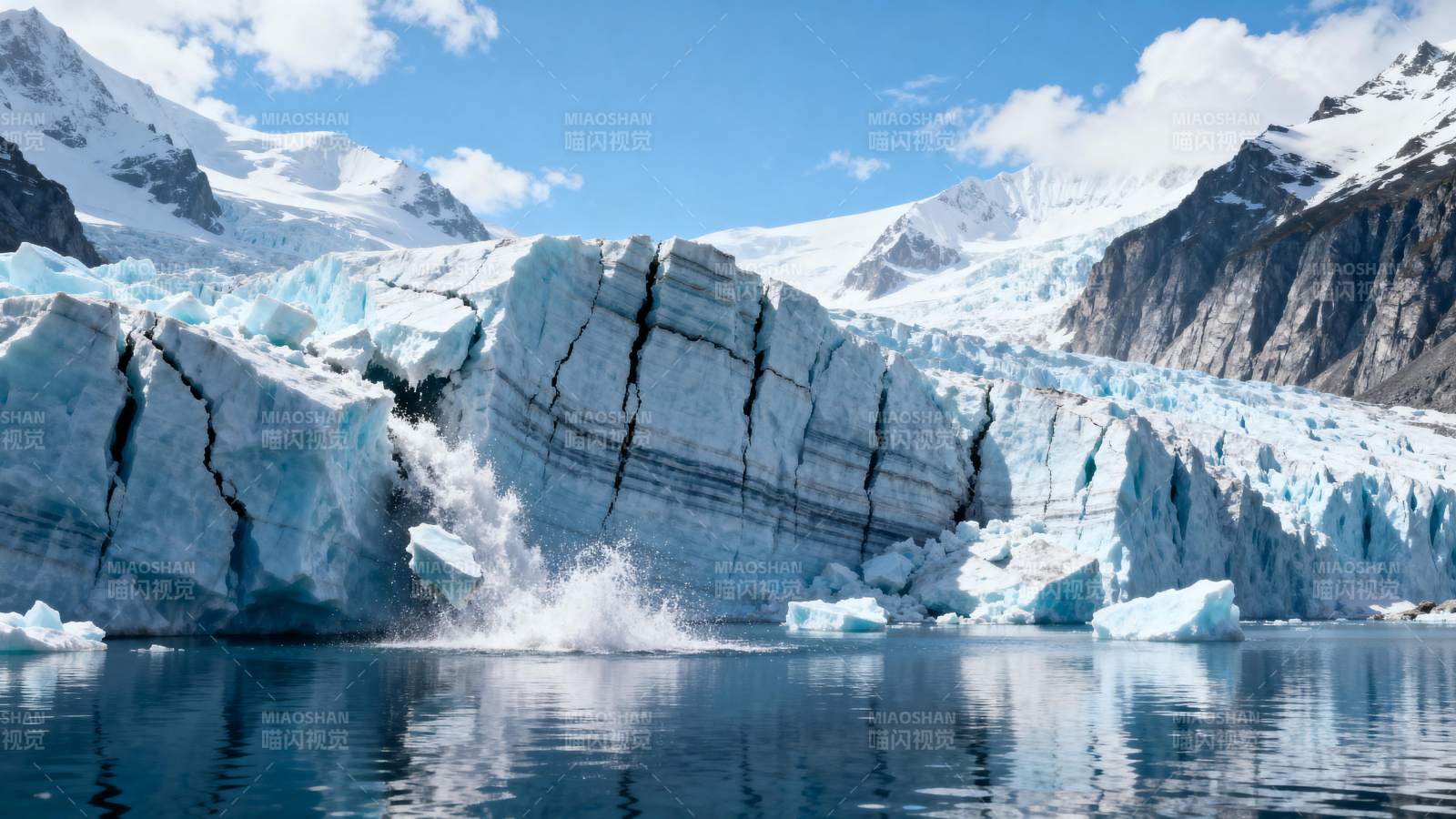 冰川崩解瞬间图片