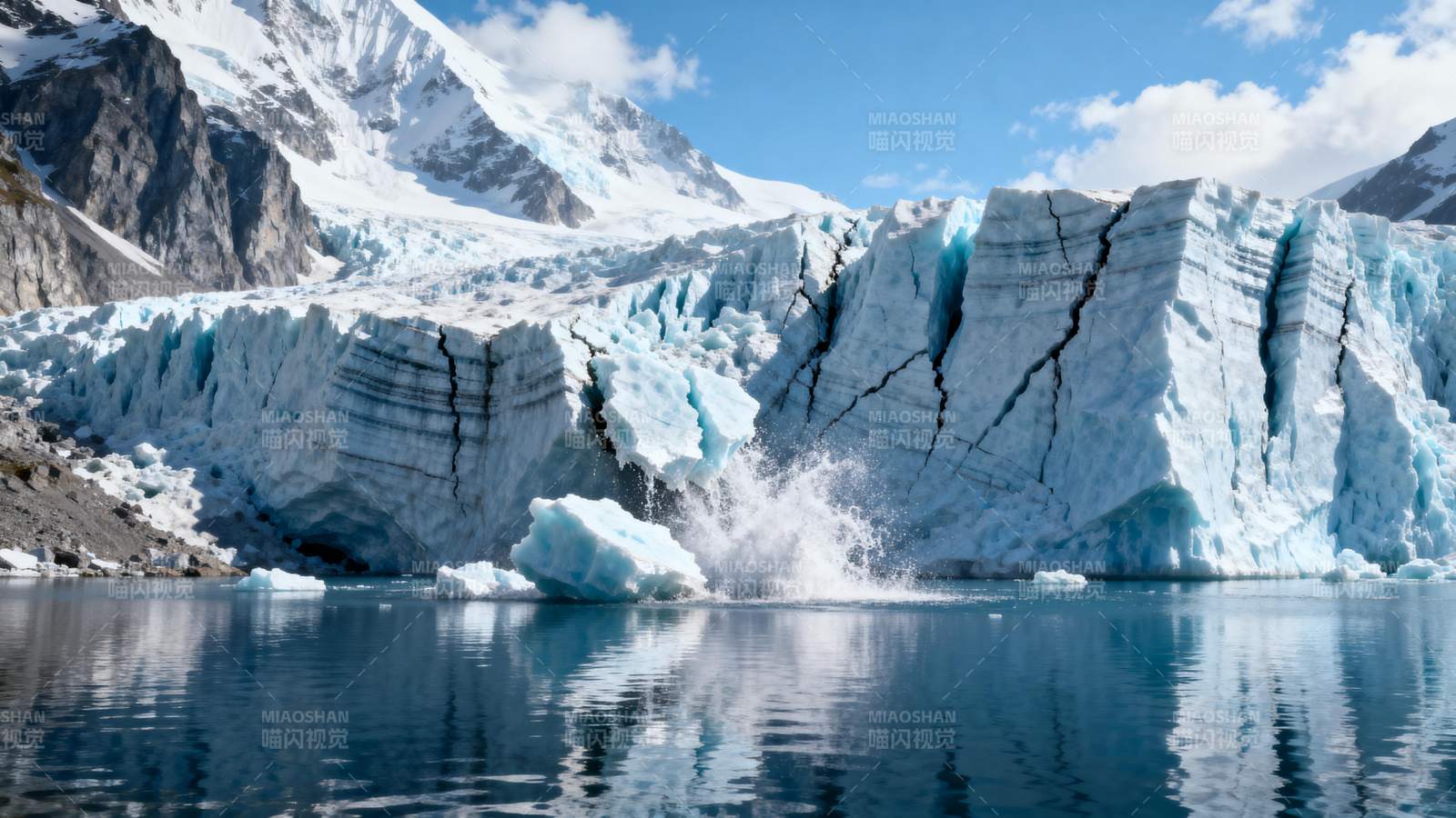 冰川崩解湖畔图片