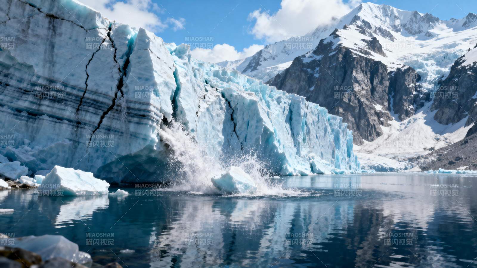 冰川崩解瞬间图片