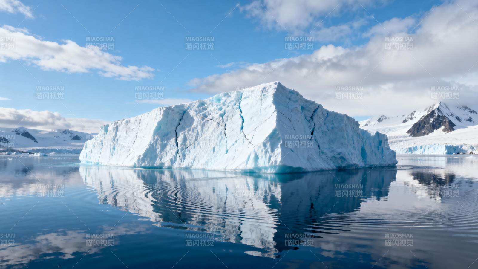 冰山倒影静谧湖图片