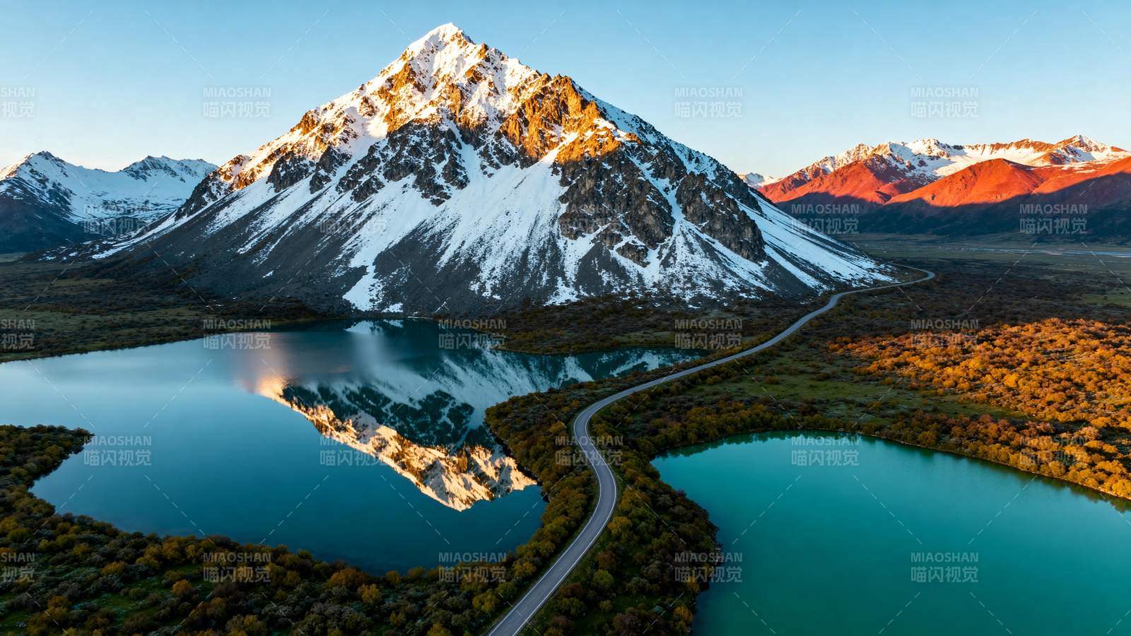 雪山倒影湖光山色图片