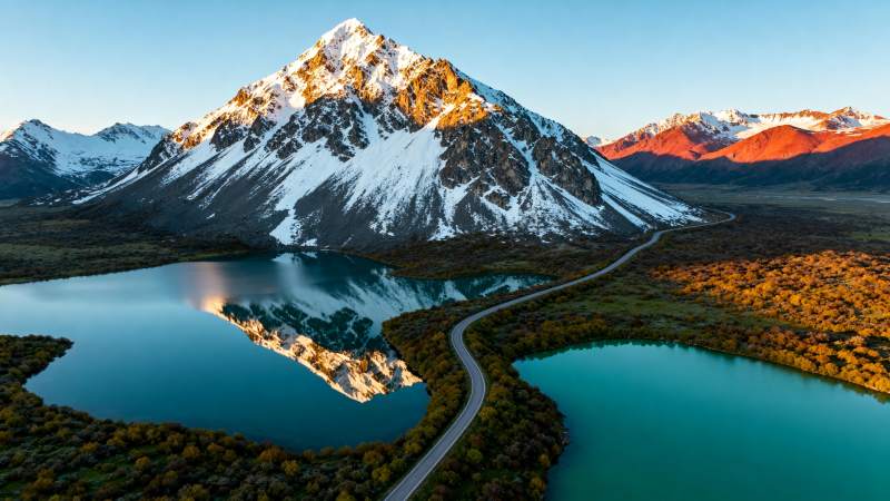 雪山倒影湖光山色图片