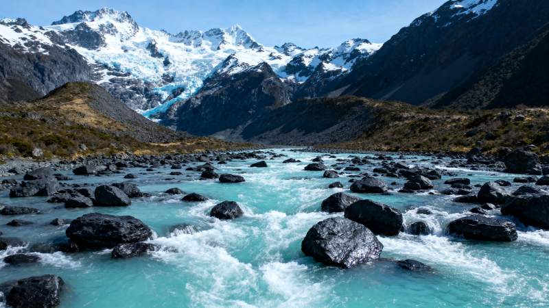 冰川溪流美景图片