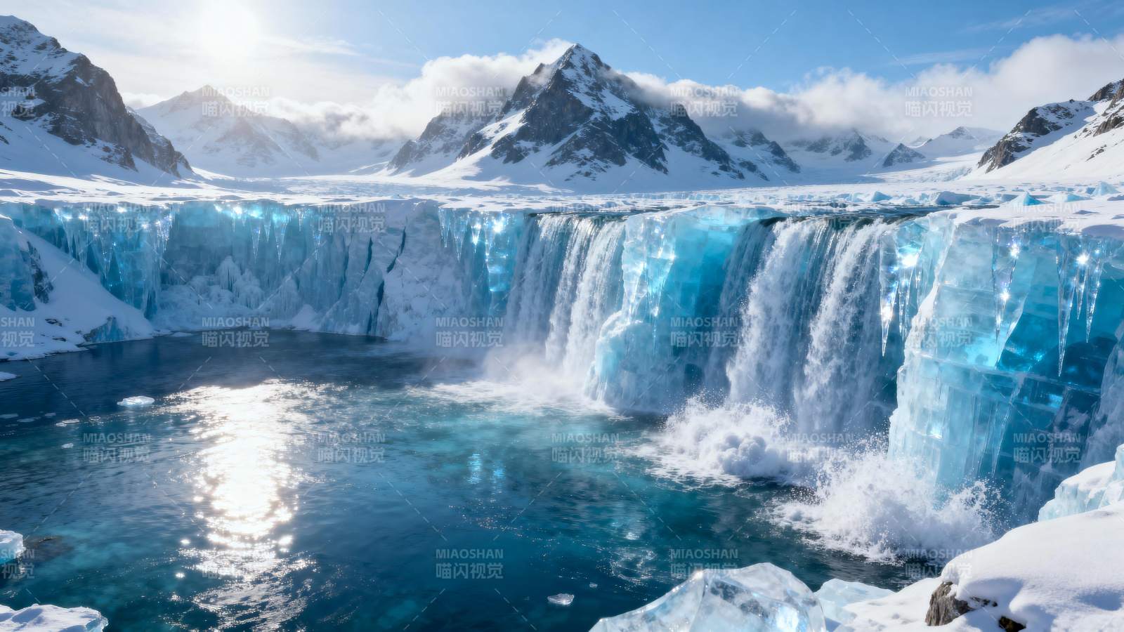冰川瀑布奇景图片
