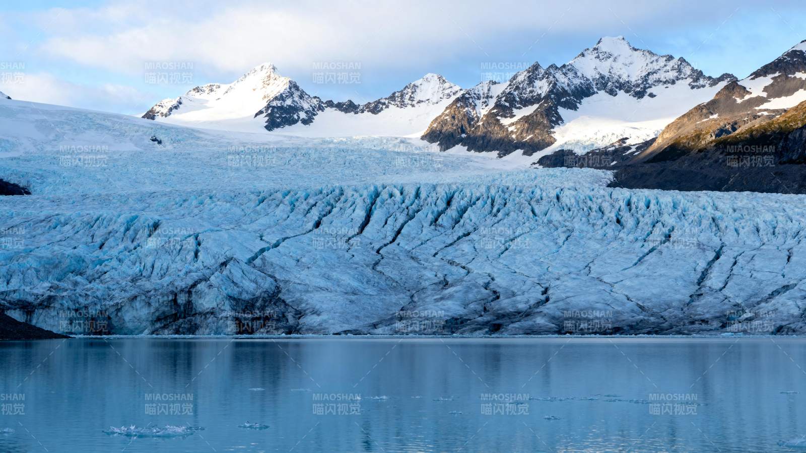 冰川湖畔雪山景图片