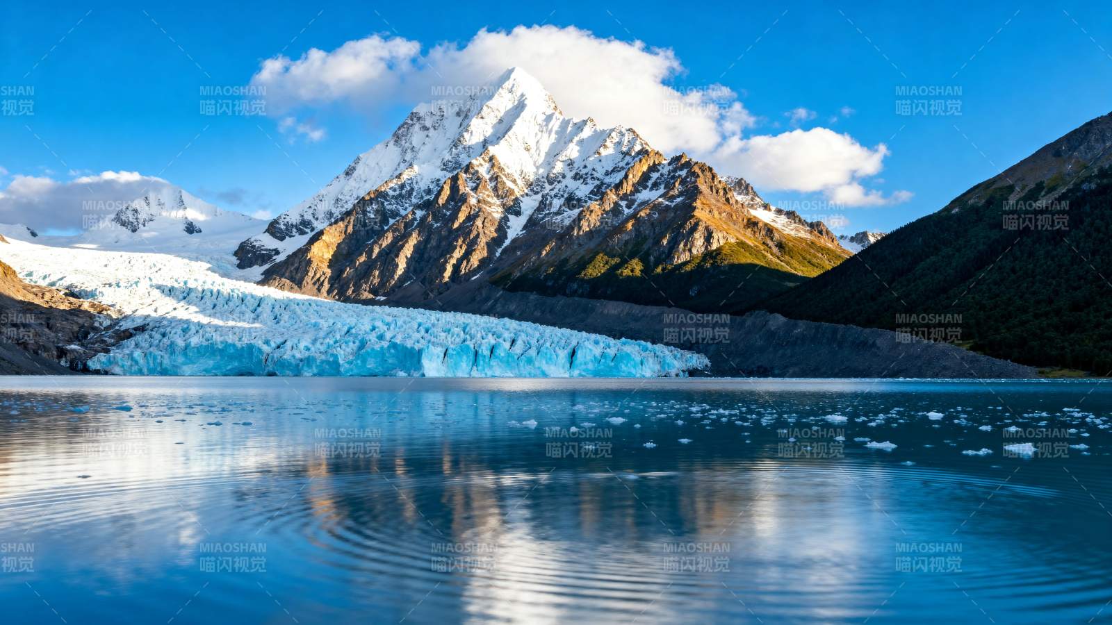 雪山冰湖美景图片