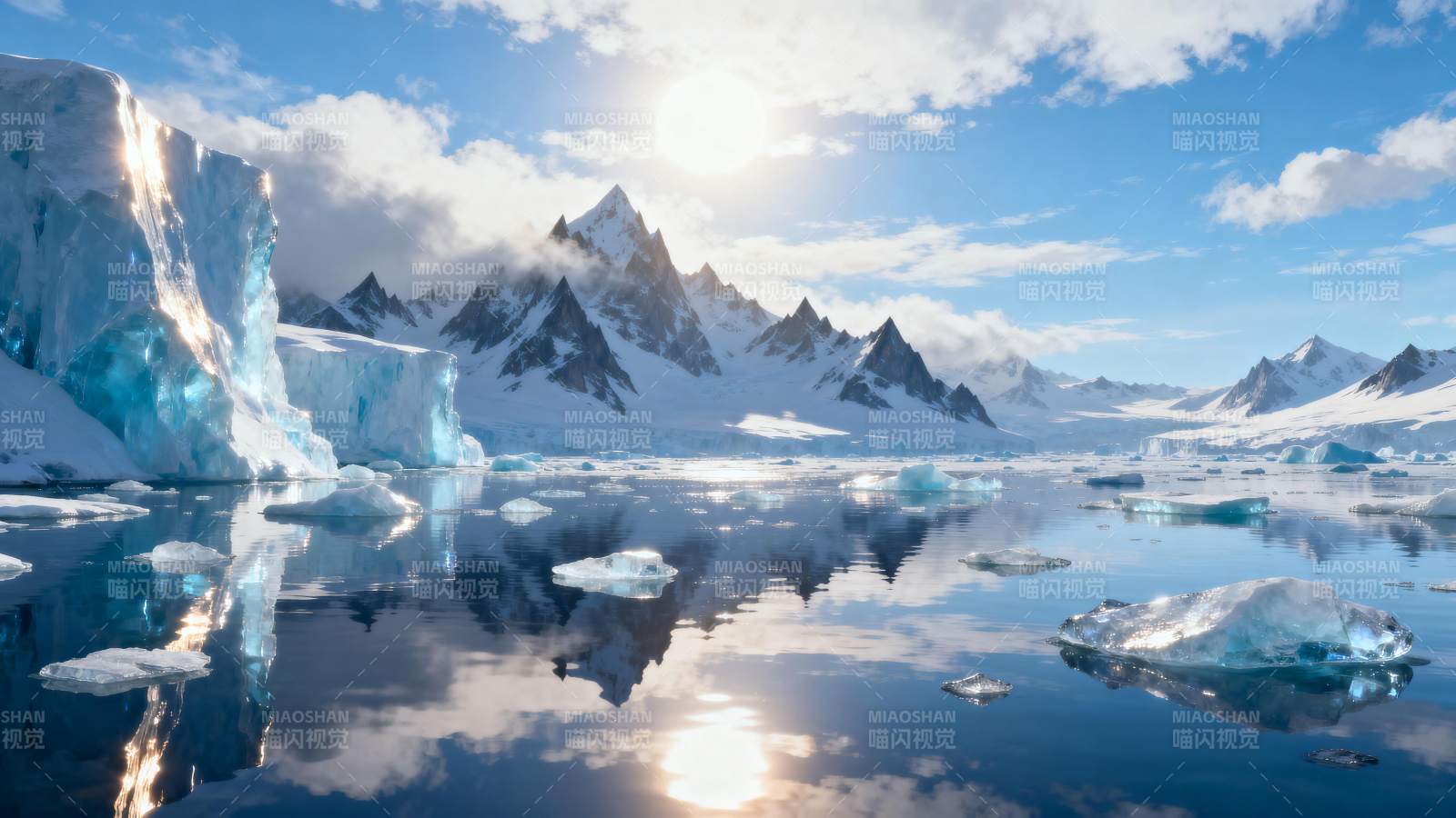 冰川映日 静谧极地图片