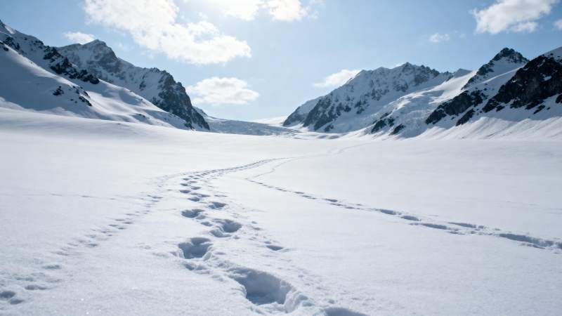 雪原足迹图片