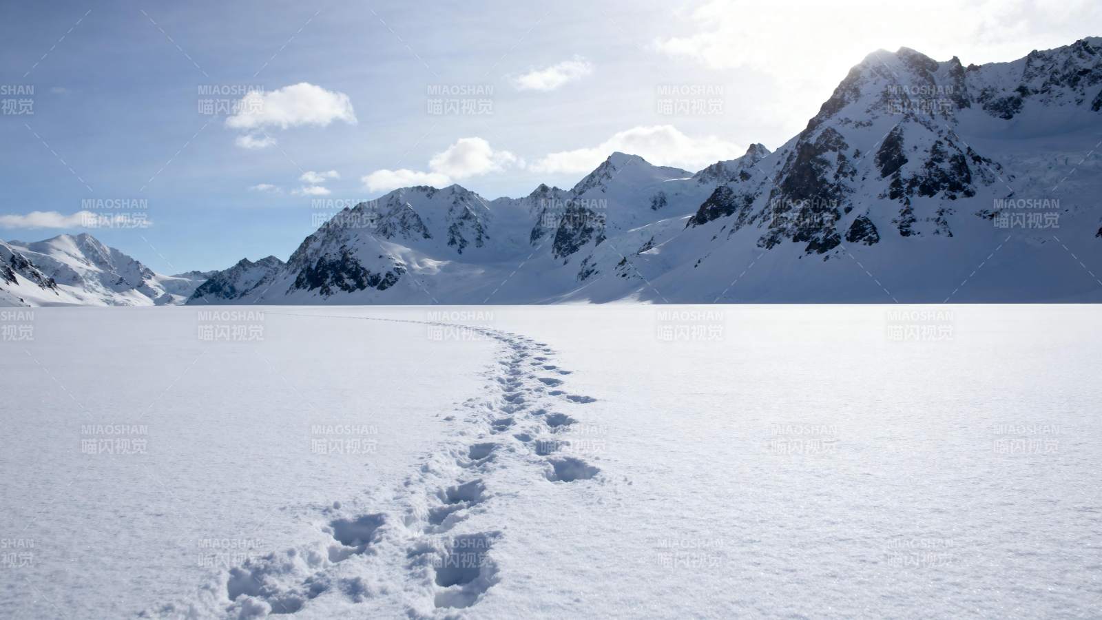 雪原足迹图片