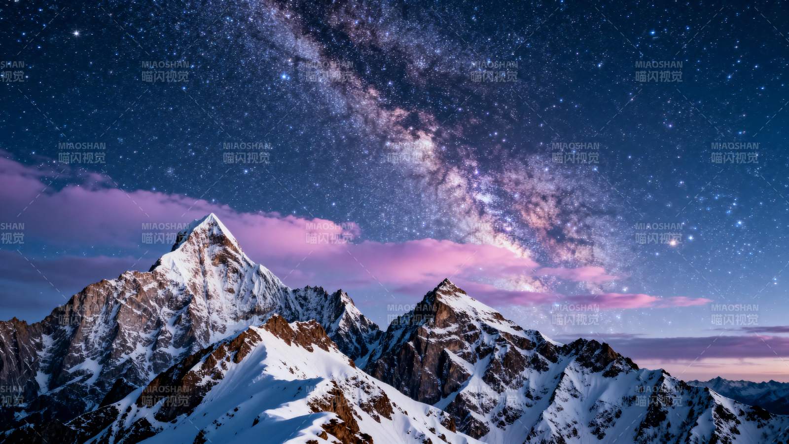 雪山星河夜景图片