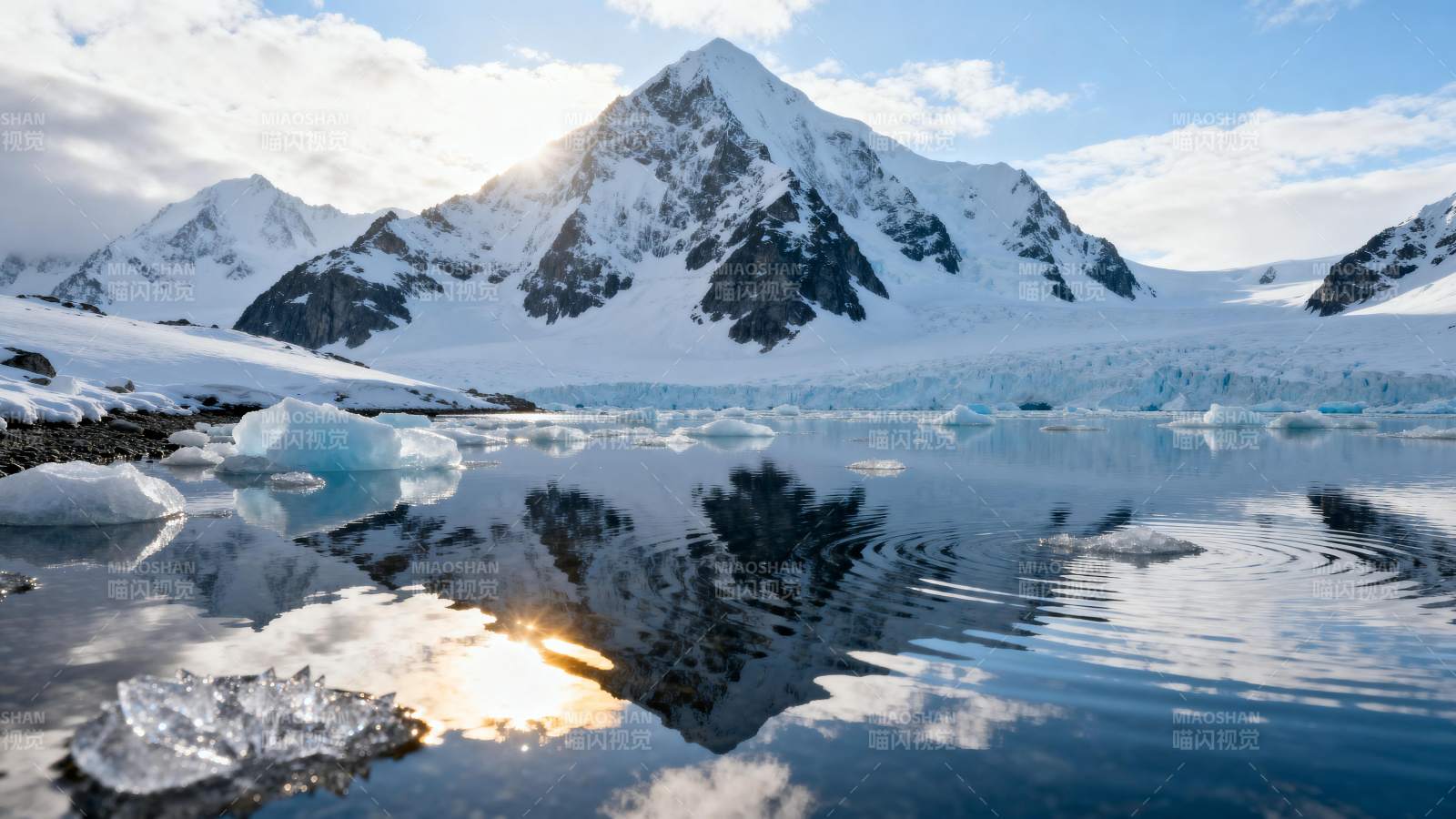 雪山倒影湖光图片