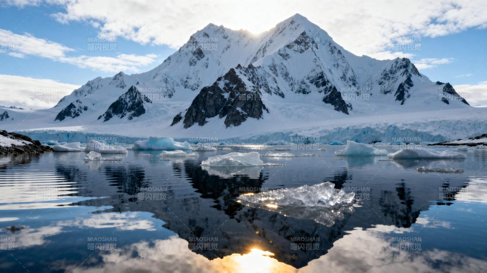 雪山倒影湖面图片