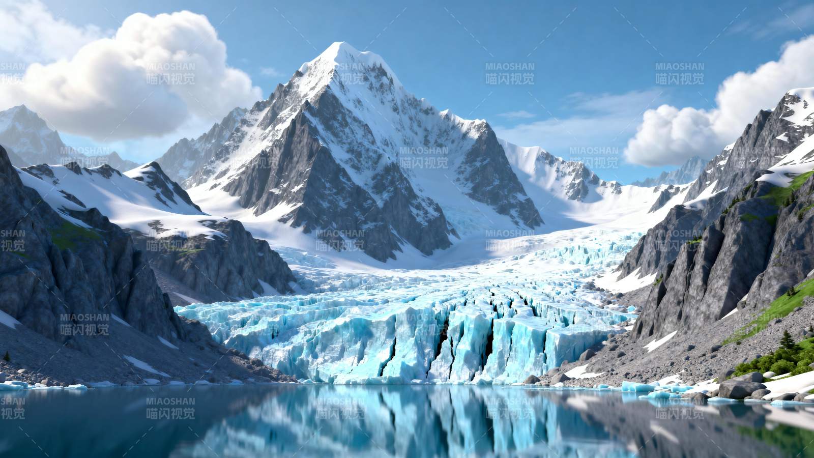 雪山冰川湖景图片